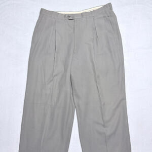 Armani Collezioni Men’s Dress Pants 38X34 Greyish Green Kissing pleats Textured